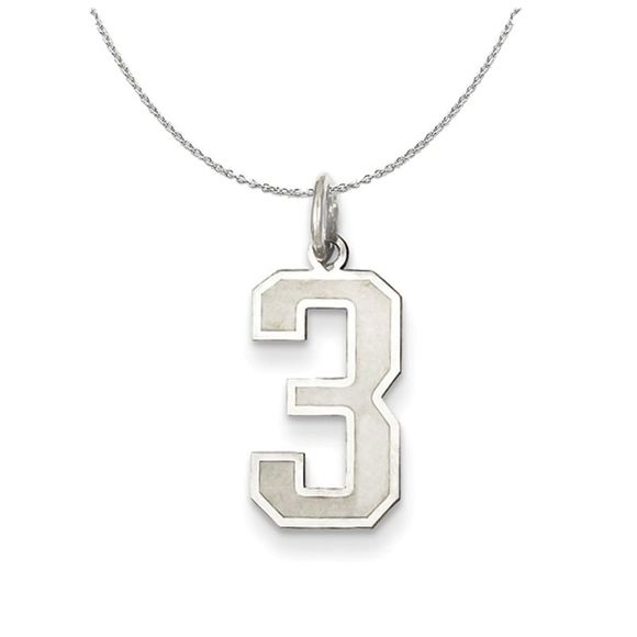Sterling Silver, Jersey Collection, Medium Number 3 Necklace - 16 inch - Picture 1 of 7